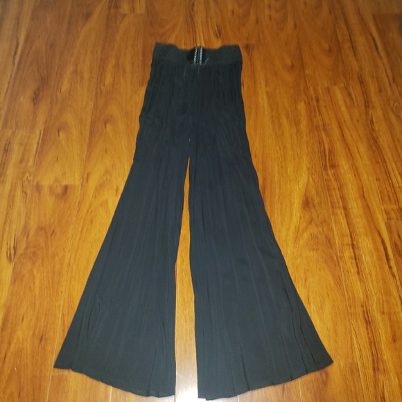 Rainbow Pants - Ladies Black Flared Wide Leg Pants